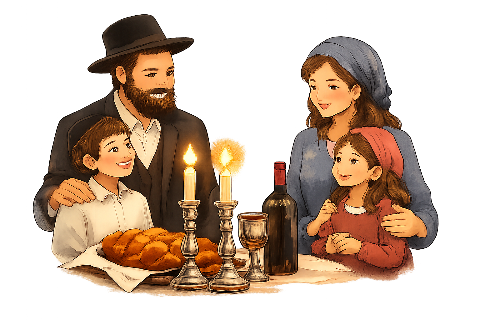 Family preparing for Shabbos